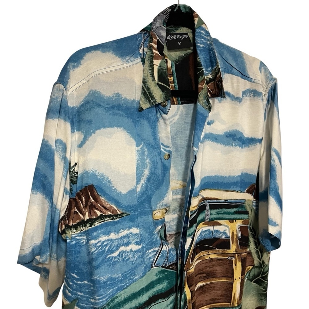 Enyce Hawaiian Size Large Button Up Classic Woody Car Surf Beach 90s 2000s Y2K